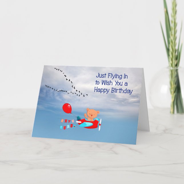 Carte d'anniversaire pour les enfants avec avion à (Devant)