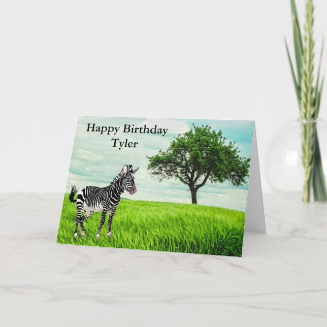 Carte d'anniversaire pour les garçons Zebra (Devant)