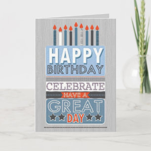 Carte d'anniversaire pour lui - Gâteau et bougies
