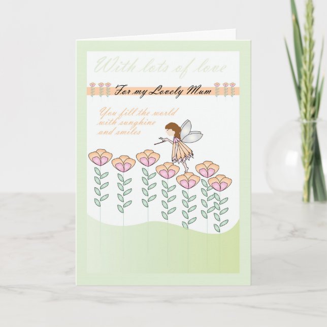 Carte d'anniversaire pour maman, avec petite fée & (Devant)