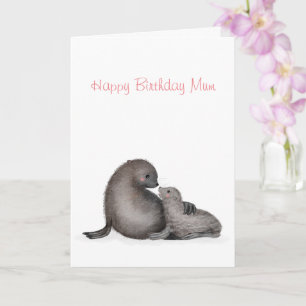 Carte d'anniversaire pour maman avec une mère et u
