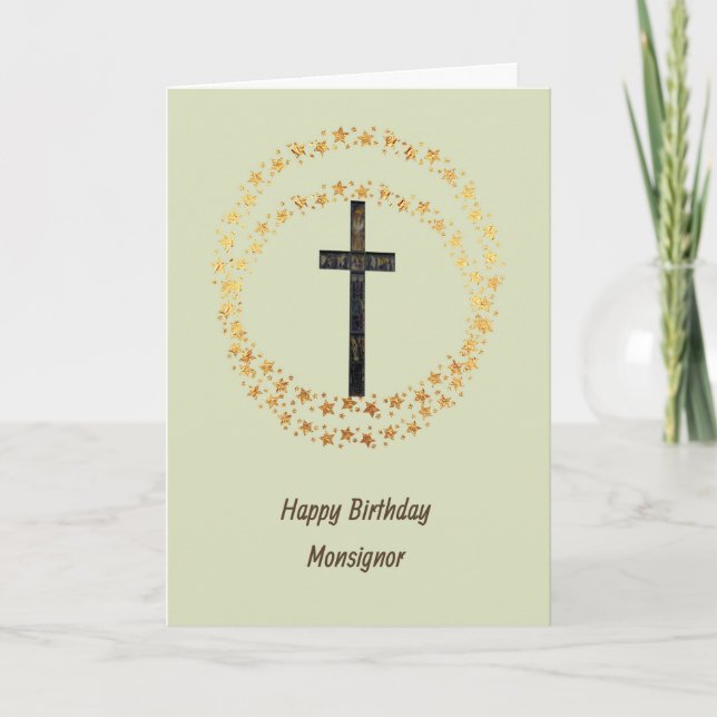 Carte d'anniversaire pour Monsignor avec Croix (Devant)