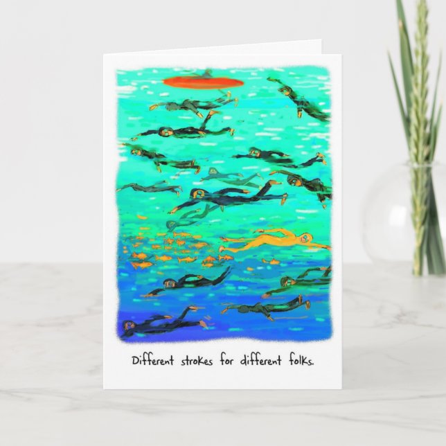 Carte d'anniversaire pour nageur - Golden Swimmer (Devant)