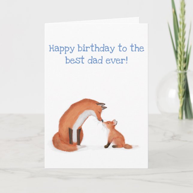Carte d'anniversaire pour papa et renard mignon (Devant)