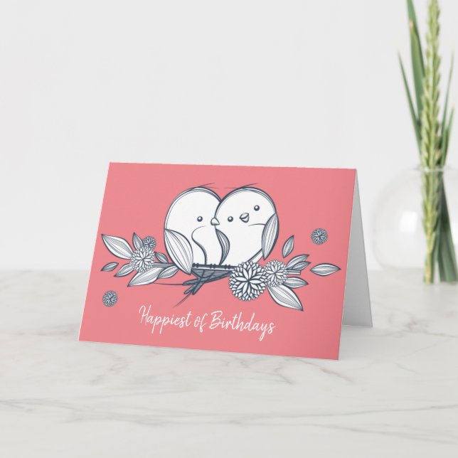carte d'anniversaire pour petits oiseaux (Devant)