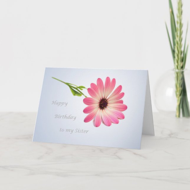 Carte d'anniversaire pour Soeur - marguerite rose (Devant)