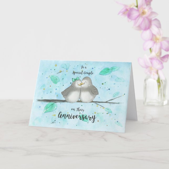 Carte d'anniversaire pour tourtereaux pour un coup (Orchidée)
