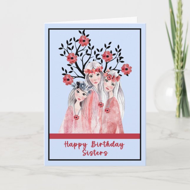 Carte d'anniversaire pour trois soeurs (Devant)