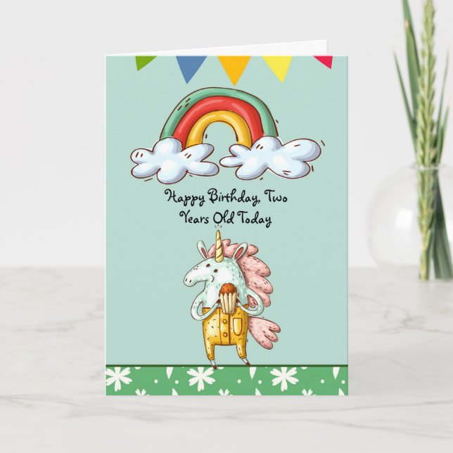 Carte d'anniversaire pour un enfant de deux ans ou (Devant)