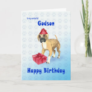 Carte d'anniversaire pour un filleul avec un chiot