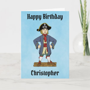 Carte d'anniversaire pour un garçon pirate mignon
