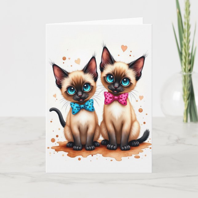 Carte d'anniversaire pour un joyeux duo de chats (Devant)