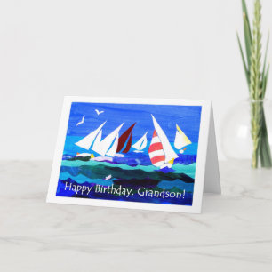 Carte d'anniversaire pour un petit-fils - Voile