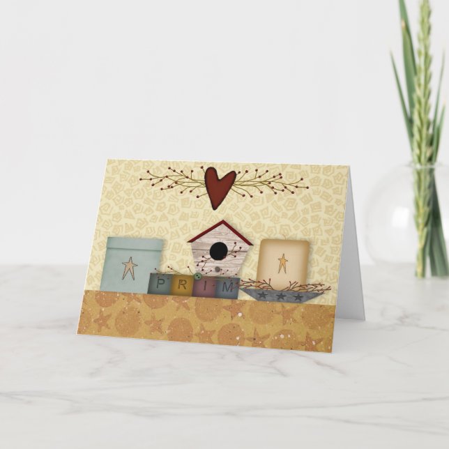 Carte d'anniversaire primitive de collection (Devant)
