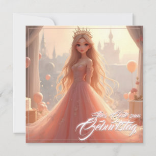 Carte d'anniversaire princesse en rose