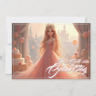 Carte d'anniversaire princesse en rose