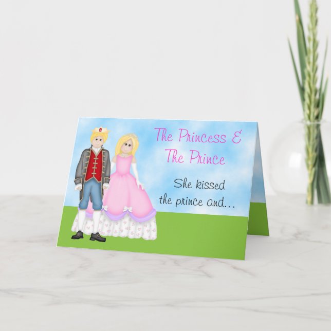 Carte d'anniversaire Princesse, Prince et Unicorne (Devant)
