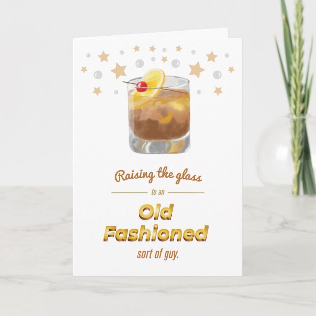 Carte d'anniversaire Punny Whiskey "à l'ancienne" (Devant)