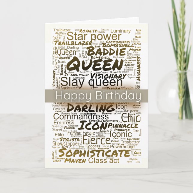 Carte d'anniversaire Queen, Black Birthday Card (Devant)