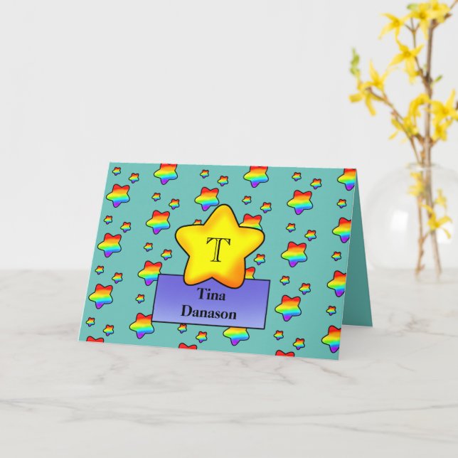 Carte d'anniversaire Rainbow Star (Fleur jaune)