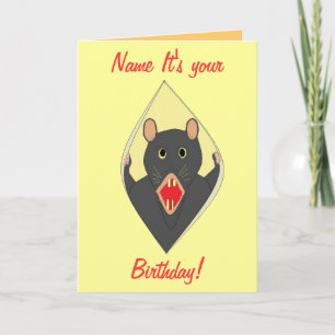 Carte d'anniversaire Rat Funny Ajouter le nom deva