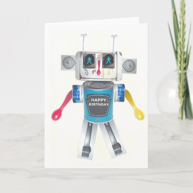 Carte d'anniversaire Recyclée de robot (Devant)