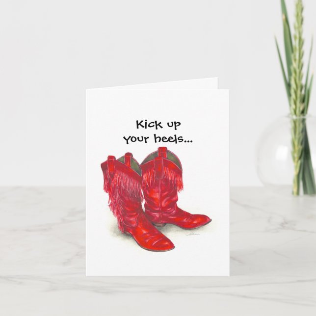Carte d'anniversaire Red Cowboy Boots (Devant)