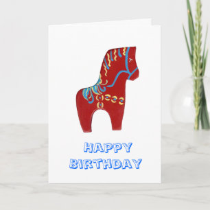Carte d'anniversaire Red Dala Horse