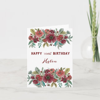 Carte d'anniversaire Red Floral Joyeux 70e
