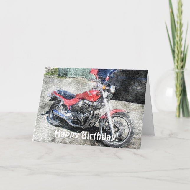 Carte d'anniversaire Red Motorbike Biker (Devant)