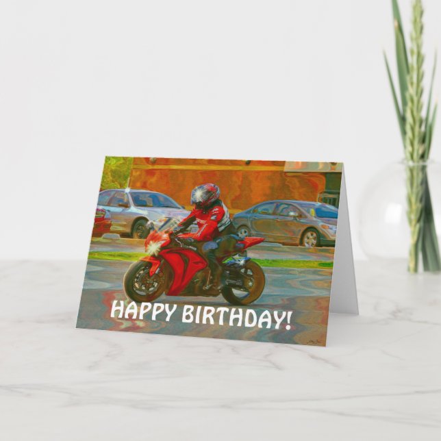 Carte d'anniversaire Red Motorbike Biker (Devant)