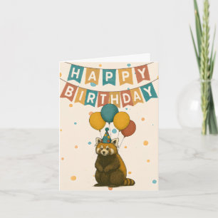 Carte d'anniversaire Red Panda - animal de fête