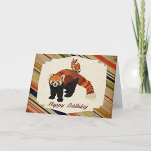 Carte d'anniversaire Red Panda & Owl