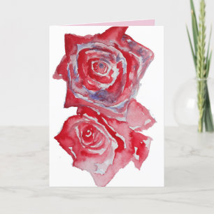 Carte d'anniversaire Red Rose Watercolor