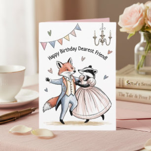 Carte d'anniversaire Regency style Fox et Badger B