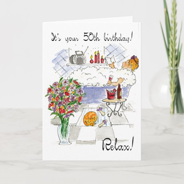 Carte d'anniversaire 'Relax' 50e (Devant)