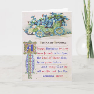 Carte d'anniversaire religieuse vintage avec des