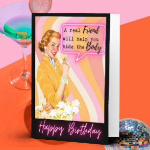 Carte d'anniversaire rétro drôle Meilleure amie-Im