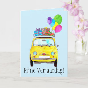 Carte d'anniversaire rétro Fiat 500 néerlandais