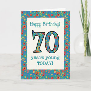 Carte d'anniversaire Retro Floral 70 ans Jeune