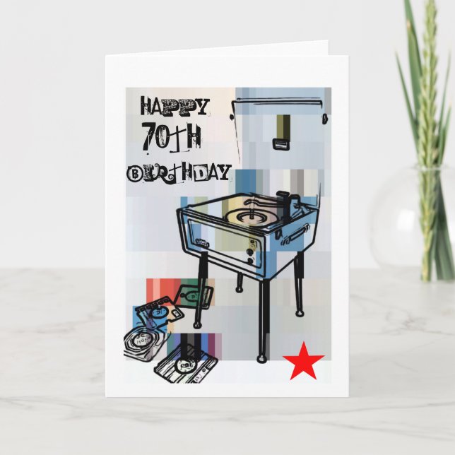 Carte d'anniversaire Retro Happy 70th (Devant)