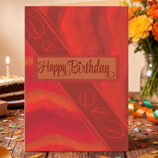 Carte d'anniversaire richement peinte en rouge ave