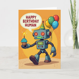 Carte d'anniversaire Robot Cupcake
