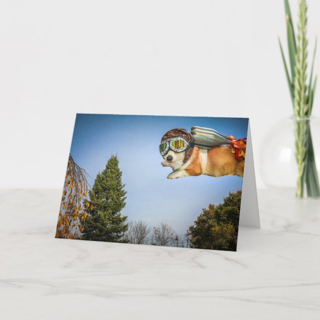 Carte d'anniversaire Rocket Corgi (Devant)