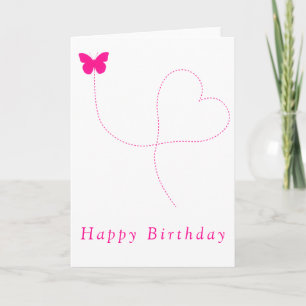 Carte d'anniversaire romantique à papillon volant