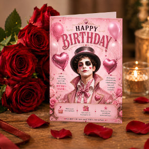 Carte d'anniversaire romantique vintage clown Pier