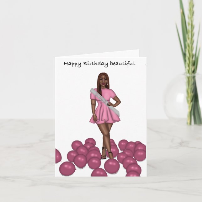 Carte d'anniversaire rose (Devant)