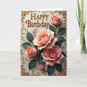 Carte d'anniversaire Rose Artistique