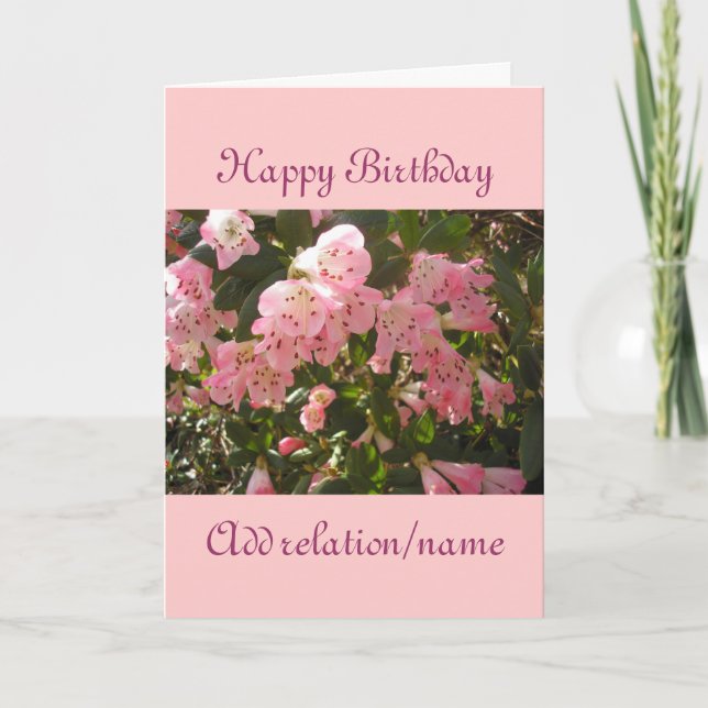 Carte d'anniversaire rose Azalea (Devant)
