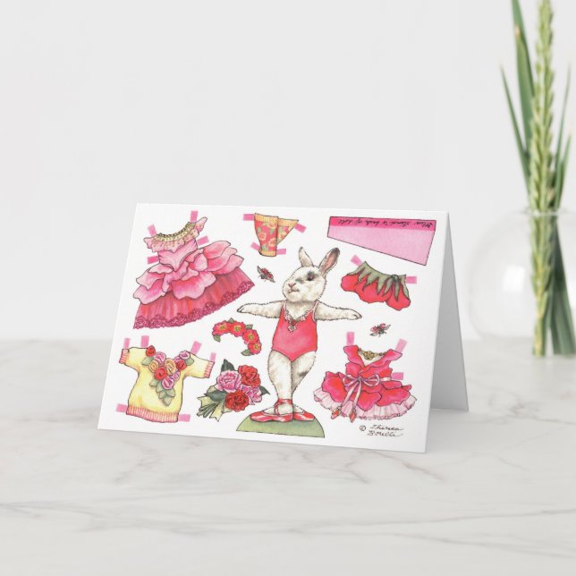 Carte d'anniversaire rose de poupée de papier de (Devant)